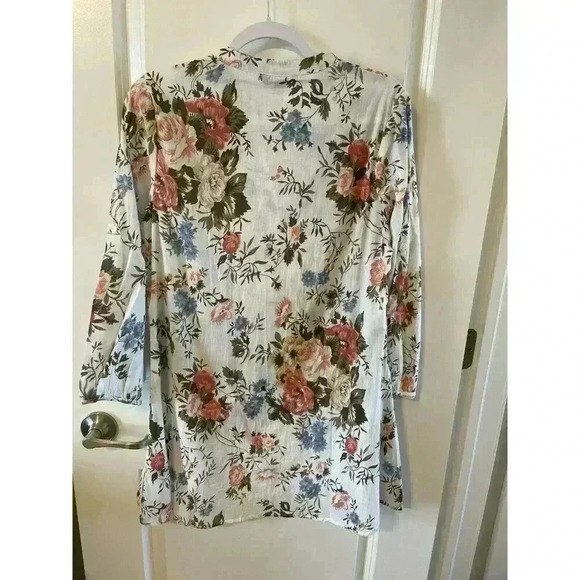 NWT Chaudry KC Floral Shirt/Dress Size M Long Sleeve Cotton Boho India Hippie - Picture 4 of 5